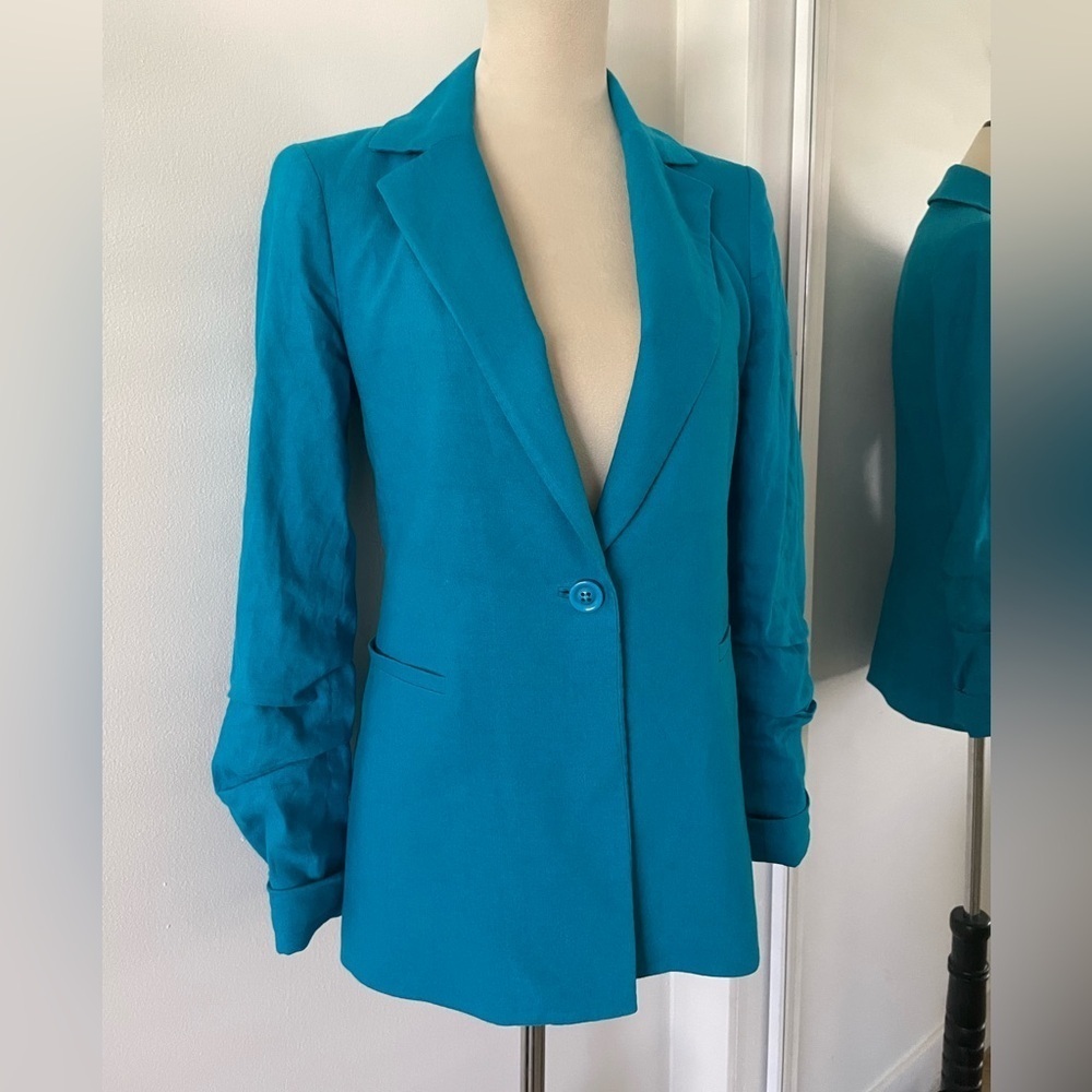 Alice‎ + Olivia Notch Collar Blue Tailored Blazer Jacket